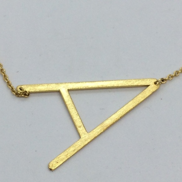 3/$30 LETTER A INITIAL SIDEWAYS GOLD TONE NECKLACE - Picture 7 of 10